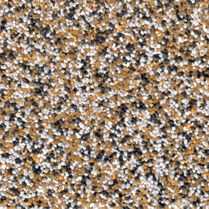 Coloritquarz als Bodenbelag oder Einstreuung in der Farbe gelb-weiß-schwarz